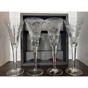 VTG Waterford Crystal Millennium Champagne Flutes Happiness Love Peace Prosperit